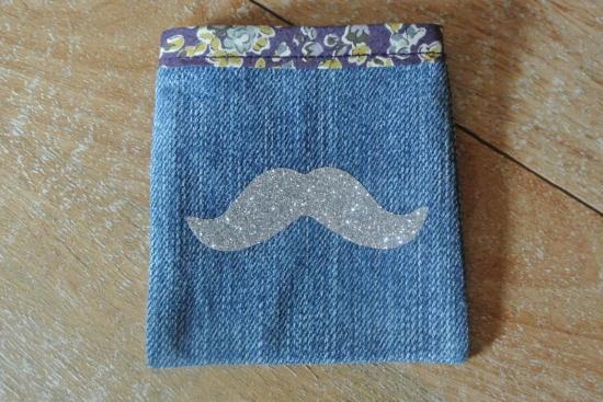 Etui Jeans Tatum violet moustache argent