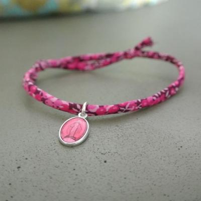 Médaille de Miraculeuse sur cordon Wiltshire rose et violet
